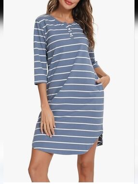 💚10 for $10💚 Bundle and save Blue & White Striped Pajama Nightshirt